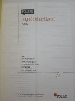 Lengua Castellana Y Literatura, Bachillerato 2