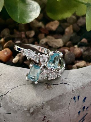 Anillo circonitas plata chapada