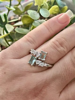 Anillo circonitas plata chapada