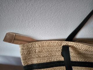 Bolso rafia rayas beige-negro