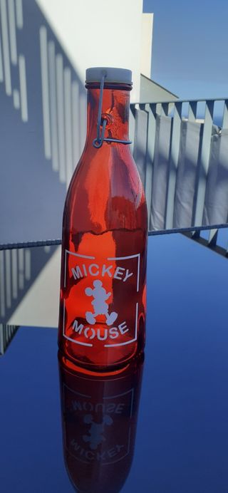 Botella Mickey Mouse cristal rojo