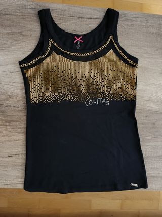 Camiseta Lolita$ negra c/lentejuelas M