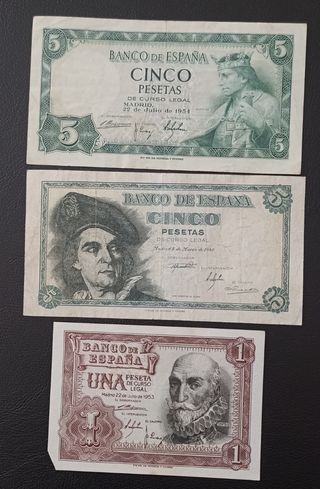 Lote 3 billetes antiguos sin serie