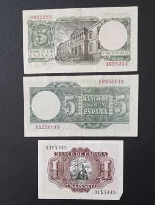 Lote 3 billetes antiguos sin serie