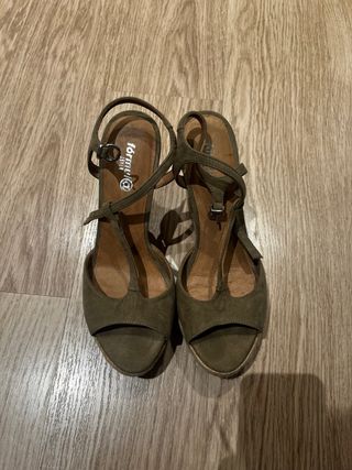 Formy - Zapatos cuña mujer verde oliva