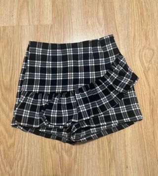 Short Falda Cuadros Blanco-Negro