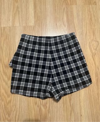 Short Falda Cuadros Blanco-Negro