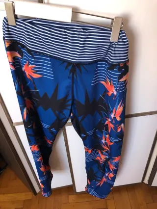 Leggings estampadas flores - azul, naranja