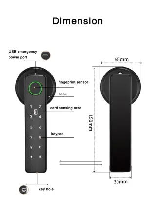Cerradura inteligente Wi-Fi Huella digital GRIS