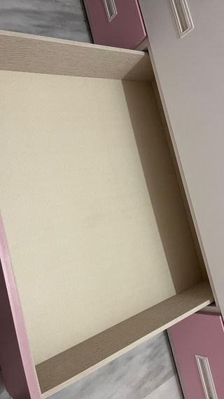 Cama nido de 90 en DM, blanca y rosa - 3 cajones