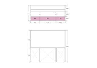 Cama nido de 90 en DM, blanca y rosa - 3 cajones