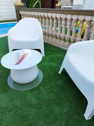 Conjunto terraza exterior blanco 