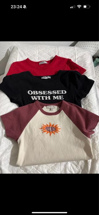 3 Camisetas - Rojo, Negro, Burdeos