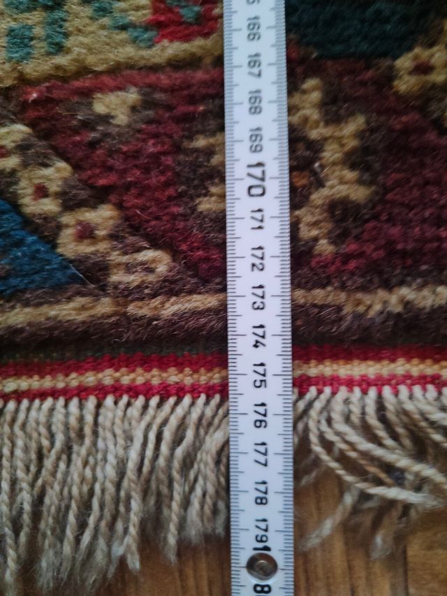 Tappeto Antico in Lana Rosso-Blu