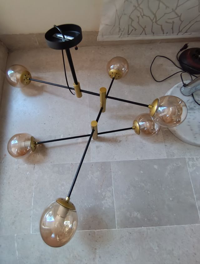 Lámpara moderna 6 luces - Negro/Dorado