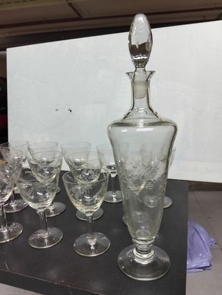 Juego copas + Jarras cristal + Botelleros de Licor