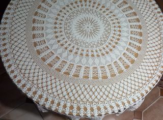 Cubremesa crochet blanco algodón
