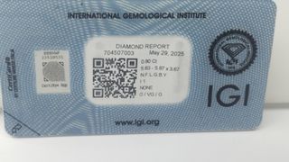 Diamante IGI 0.80 ct - Blanco