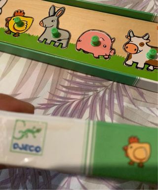 Djeco– Puzzle in legno “Farm’n’co” con pomelli (12