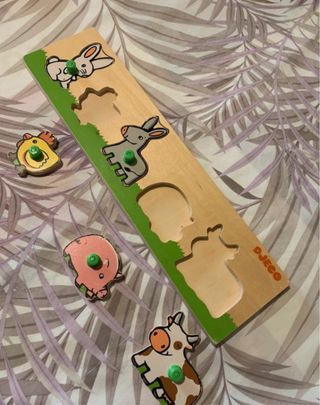 Djeco– Puzzle in legno “Farm’n’co” con pomelli (12
