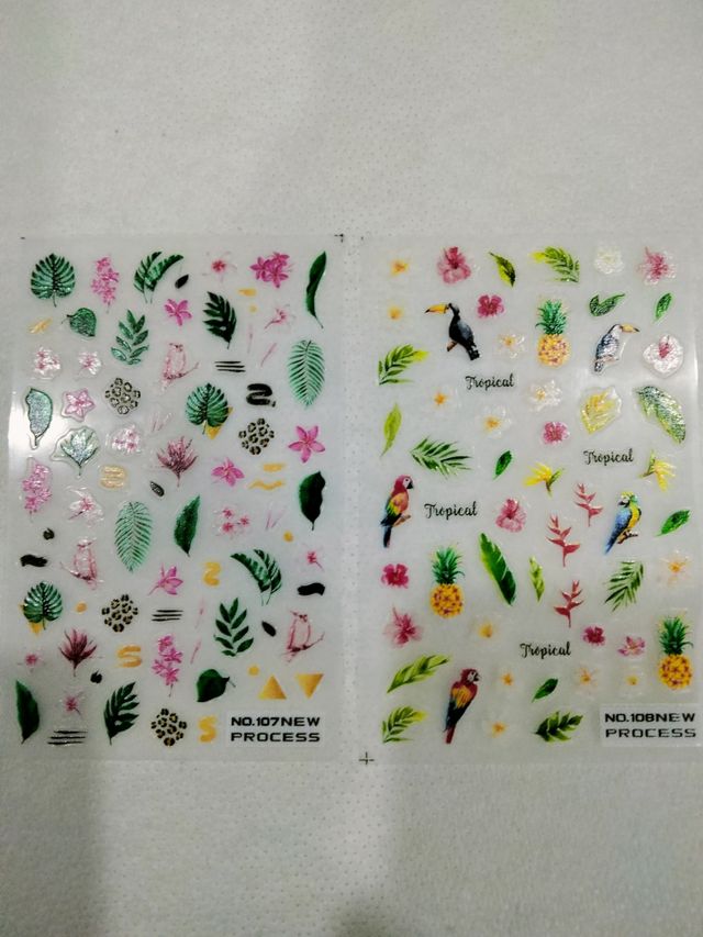 Pegatinas Uñas Tropicales - 2 láminas