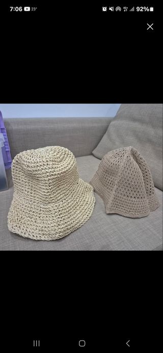 2 Gorros Verano Beige Crochet