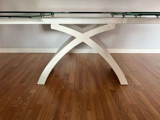 Mesa cristal extensible blanca