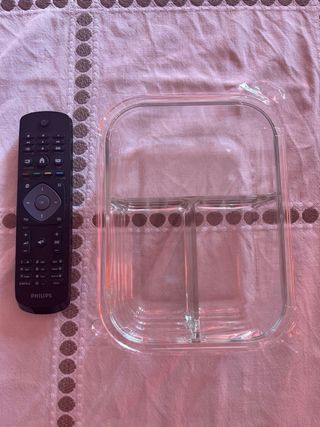 Tupper de cristal con cubiertos