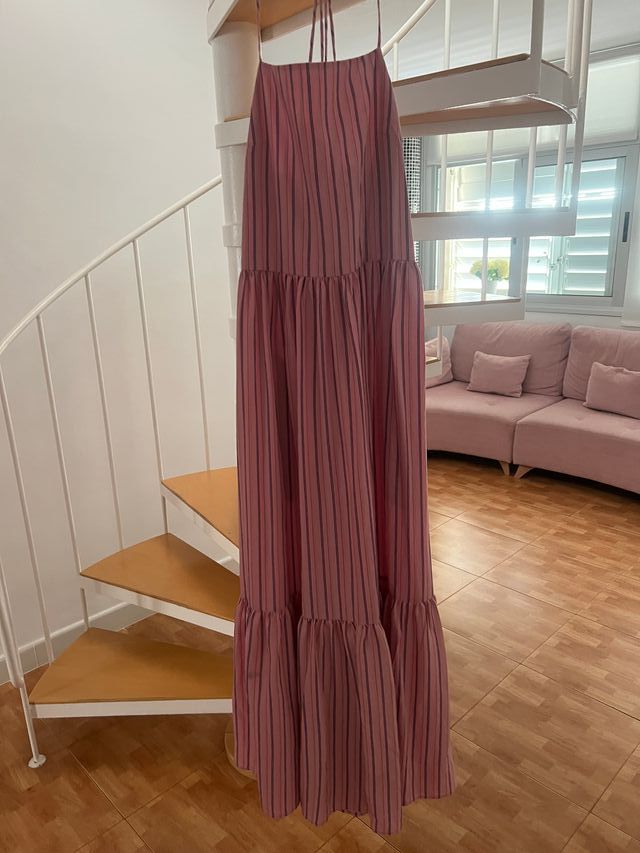 Vestido rosa tirantes largo