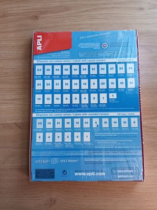Etiquetas APLI 100 hojas A4