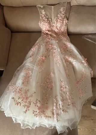 Vestido novia rosa-blanco. Precio negociable