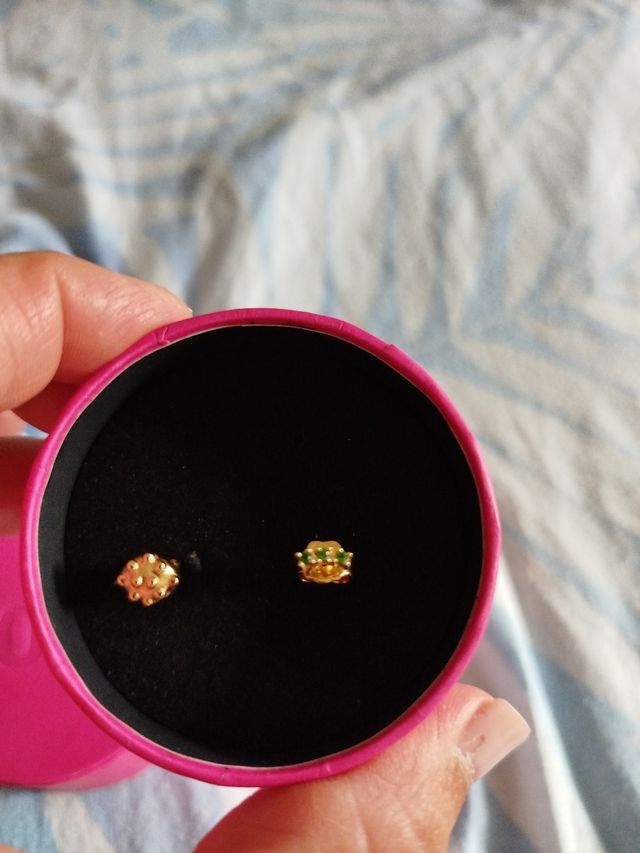 Pendientes Tous dorados y verdes