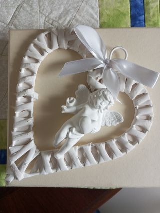 Cuore angioletto bianco shabby chic