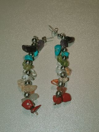 Pendientes Natura largos piedras de colores