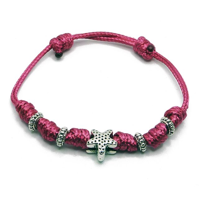 Pulsera de cordón granate con estrella incrustada