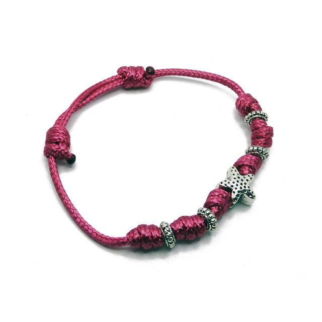 Pulsera de cordón granate con estrella incrustada