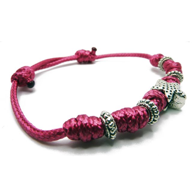 Pulsera de cordón granate con estrella incrustada