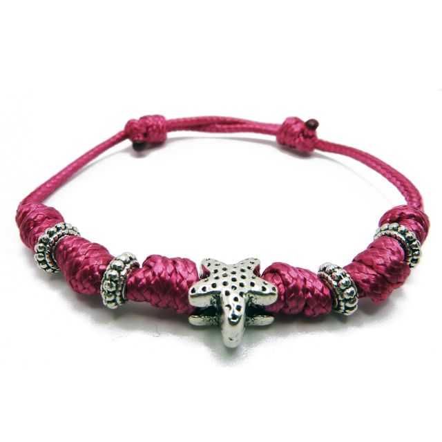 Pulsera de cordón granate con estrella incrustada