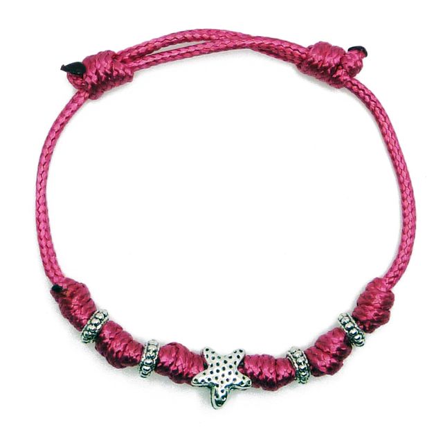 Pulsera de cordón granate con estrella incrustada