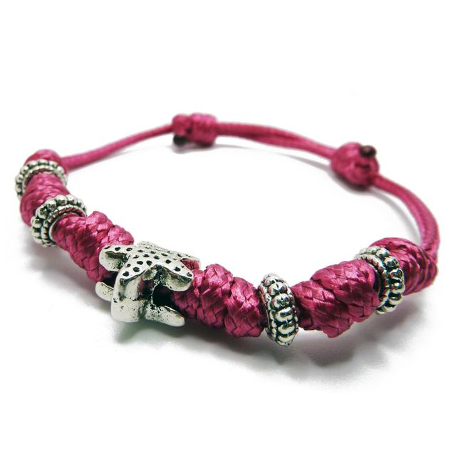 Pulsera de cordón granate con estrella incrustada