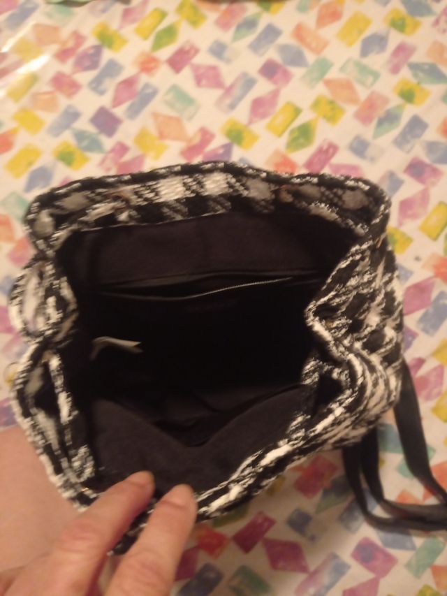 Mochila Primark | Cuadros Blanco/Negro