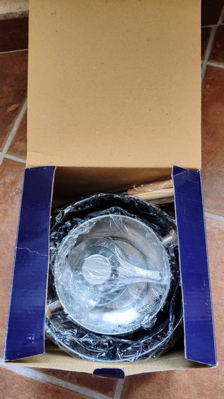 Juego de fondue - metal negro y plata