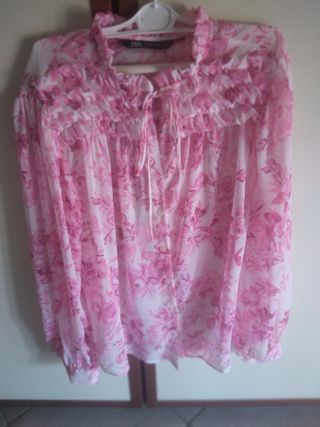 Camicia Zara rosa fiori estiva