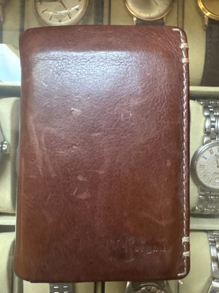 Cartera Vintage Piel Marrón - Tarjetas