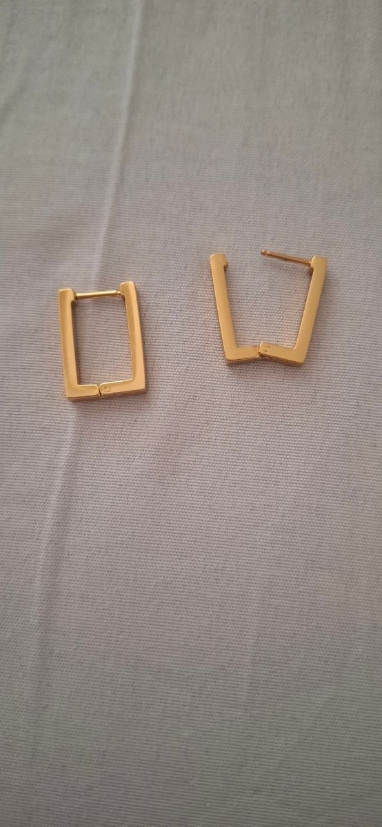 Pendientes aro rectangulares dorados