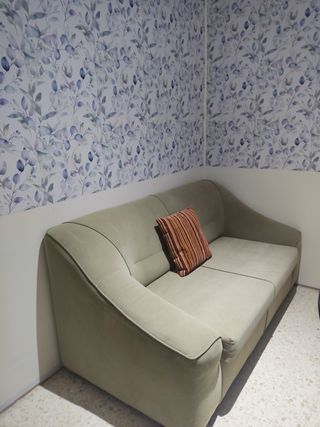 Sofá cama verde claro de tela