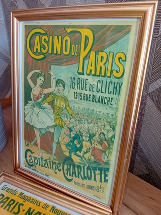 3 Quadri pubblicitari francesi d'epoca dorati