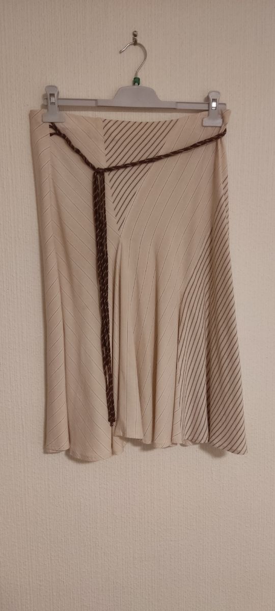 Falda Mango rayas beige-marrón