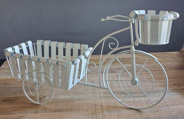Bicicleta decorativa metal blanca
