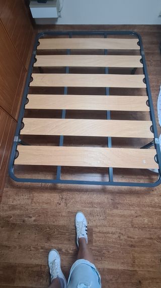 Somier 135x190cm - Gris - Metal y Madera